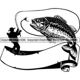 Sports Game Fishing Camp Fish Hunt Boat River Fresh Water ClipArt SVG