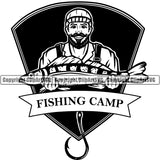 Sports Game Fishing Camp Fish Hunt Fisherman ClipArt SVG