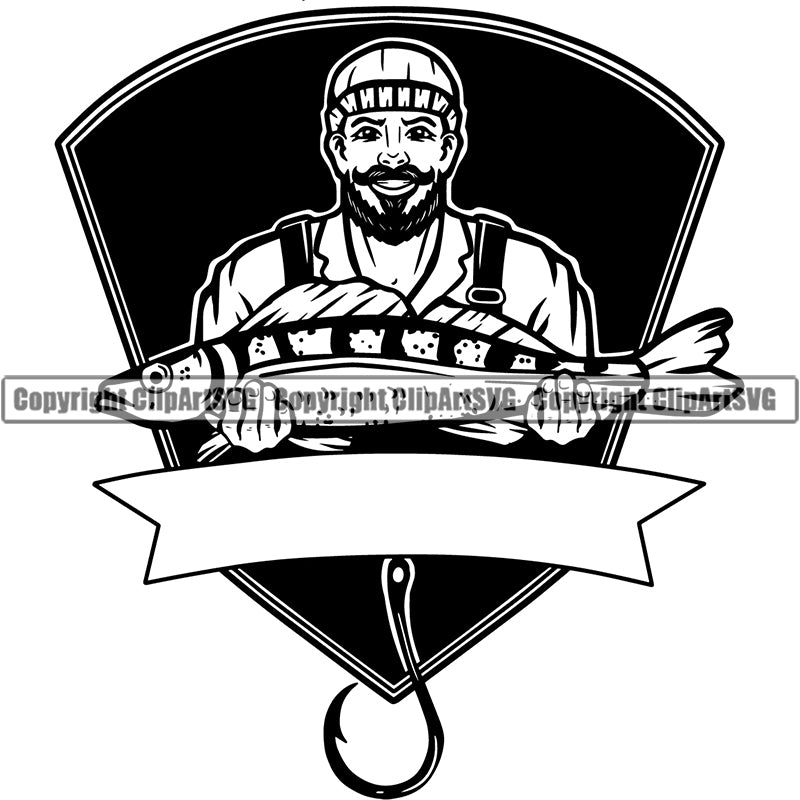 Sports Game Fishing Camp Fish Hunt Fisherman ClipArt SVG