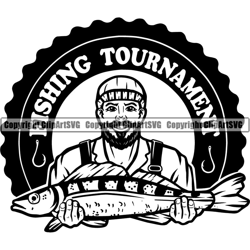 Sports Game Fishing Tournament Fish Hunt Fisherman ClipArt SVG