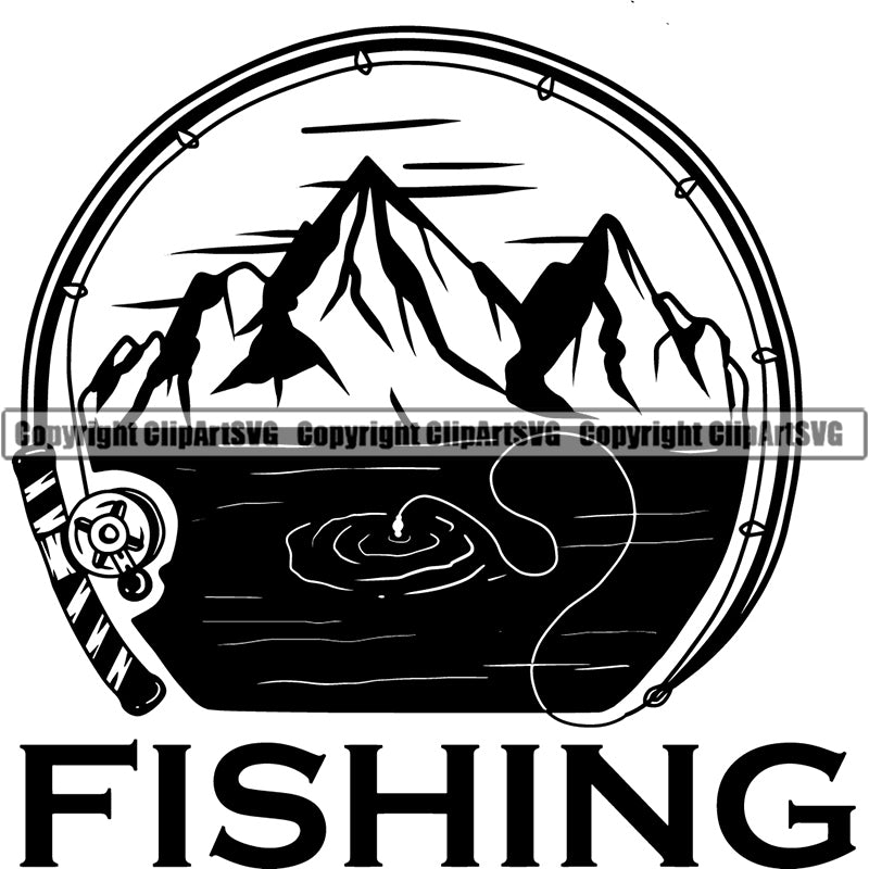 Sports Game Fishing Tours Mountains Fish Hunt Fish Logo ClipArt SVG
