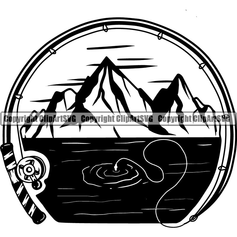 Sports Game Fishing Tours Mountains Fish Hunt Fish Logo ClipArt SVG