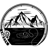 Sports Game Fishing Tours Mountains Fish Hunt Fish Logo ClipArt SVG