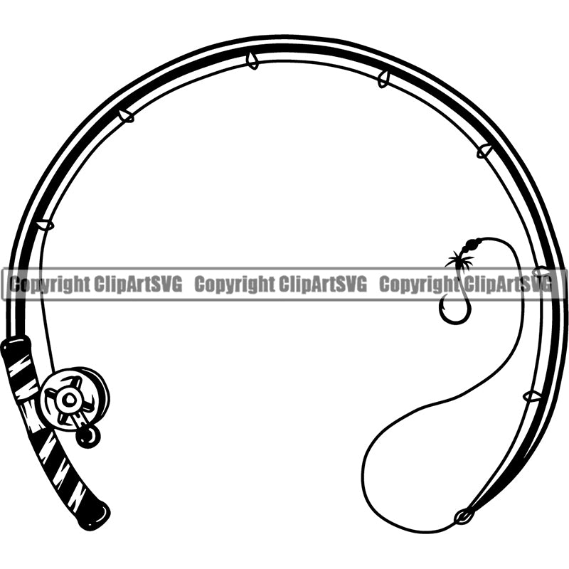 Sports Game Fishing Hunting Fish Hunt Pole ClipArt SVG