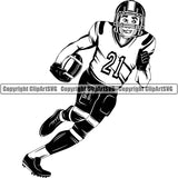Sports Game American Football Running Back 21 ClipArt SVG