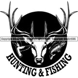 Occupation Sports Game Hunting Logo Hunter Fish Horn Deer Ducks ClipArt SVG