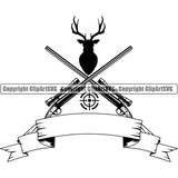 Occupation Sports Game Hunting Logo Hunter Gun Rifle Scope Deer ClipArt SVG