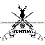 Occupation Sports Game Hunting Logo Hunter Gun Rifle Scope Deer ClipArt SVG