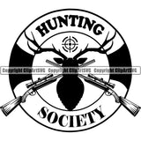 Occupation Sports Game Hunting Logo Hunter Gun Rifle Scope Deer ClipArt SVG