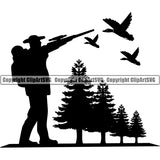 Occupation Sports Game man Hunting Ducks ClipArt SVG
