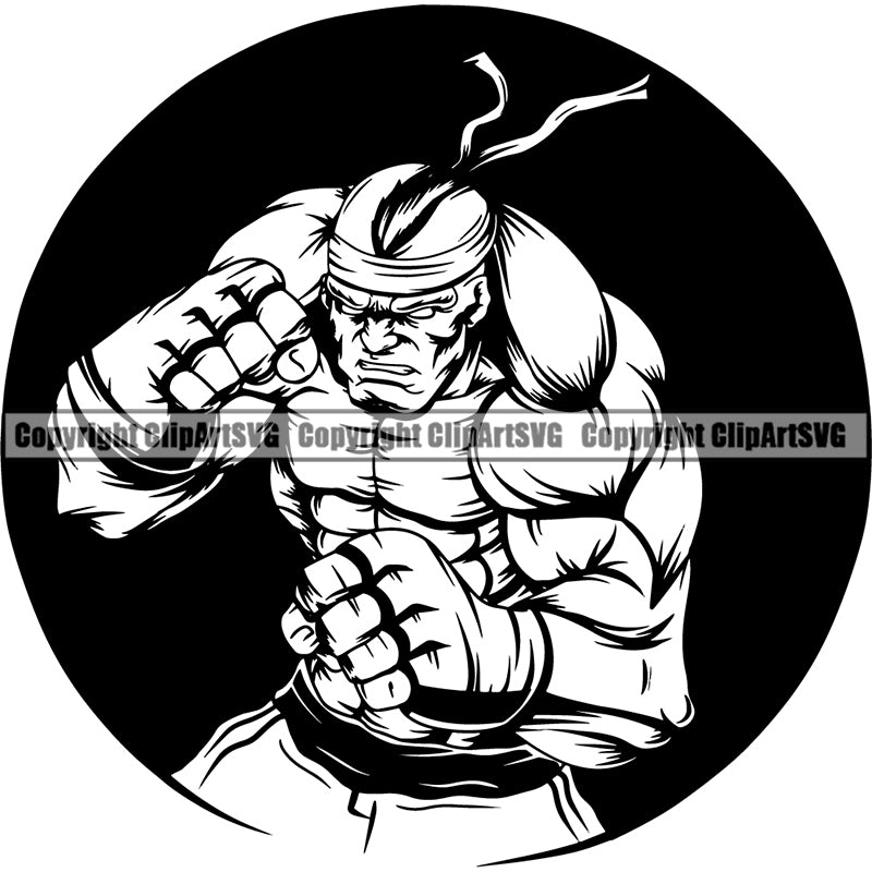Sports Boxing Boxer MMA Fighter Logo ClipArt SVG