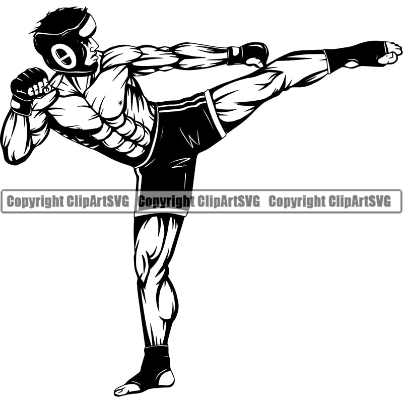 Sports Kick Boxing Boxer Man MMA Fighter Boxer ClipArt SVG