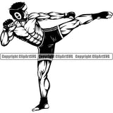 Sports Kick Boxing Boxer Man MMA Fighter Boxer ClipArt SVG