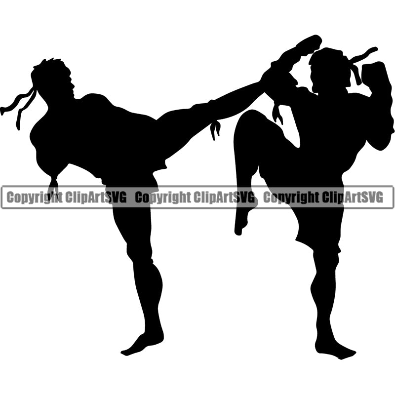 Sports Boxing Man Boxer MMA Kick Block Fighter Karate ClipArt SVG