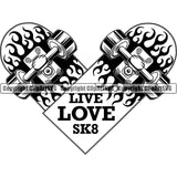Sports Skateboarding Skateboard Heart Love Logo ClipArt SVG