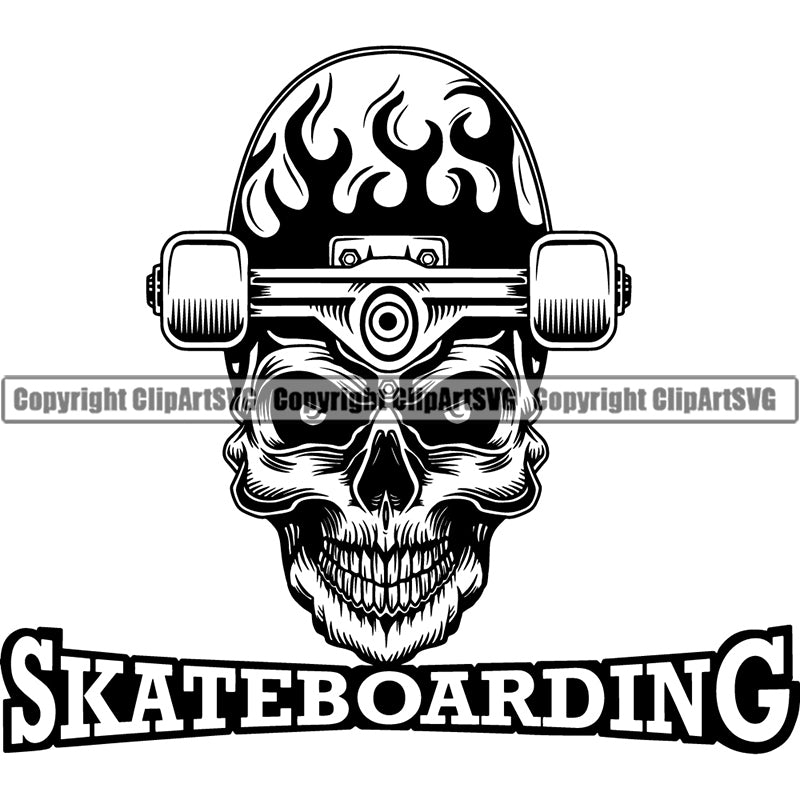Sports Skateboard Skull Board Skateboarding Skeleton ClipArt SVG