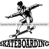 Sports Skateboarding Skateboard Logo Girl Jump Trick ClipArt SVG