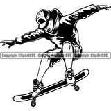 Sports Skateboarding Skateboard Logo Man Jump Trick ClipArt SVG