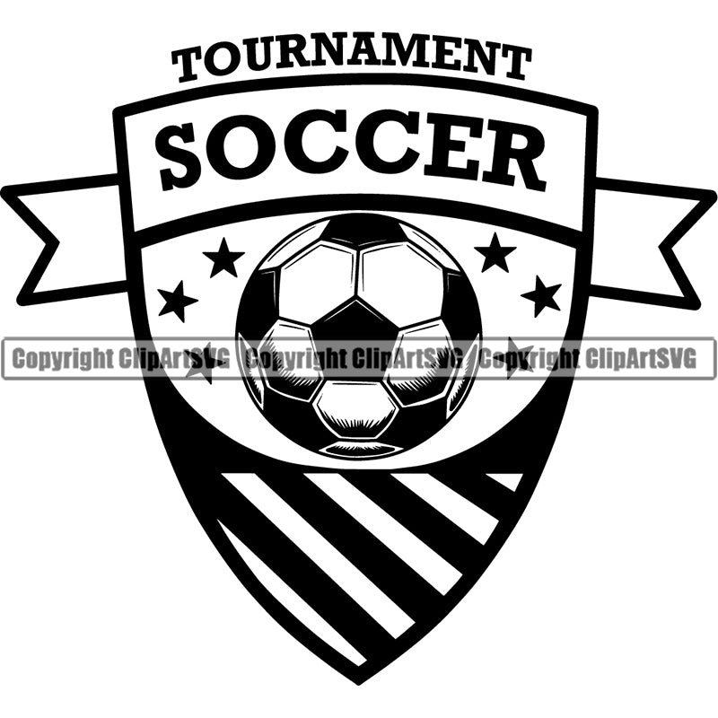 Sports Tournament Soccer Ball Stars Logo ClipArt SVG