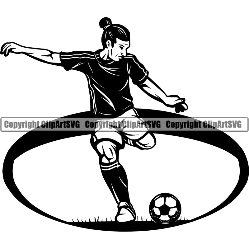Sports Soccer Player Man Kick Ball ClipArt SVG