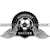 Sports Soccer Tournament Ball Stars Wings Logo ClipArt SVG