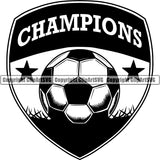 Sports Soccer Ball Stars Champions Logo ClipArt SVG