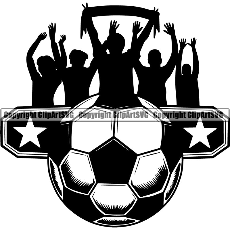 Sports Soccer Ball Stars Players Team Logo ClipArt SVG