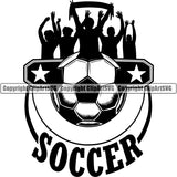 Sports Soccer Ball Stars Players Team Logo ClipArt SVG