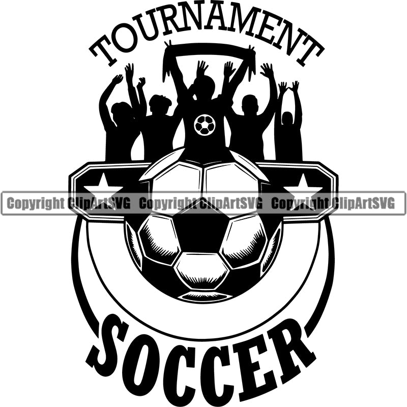 Sports Soccer Ball Stars Tournament Team Players Logo ClipArt SVG