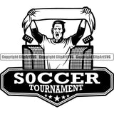 Sports Soccer Tournament Stars Man Net Logo ClipArt SVG