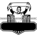 Sports Soccer Stars Man Net Logo ClipArt SVG
