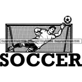 Sports Soccer Player Goalie Net Ball Logo ClipArt SVG