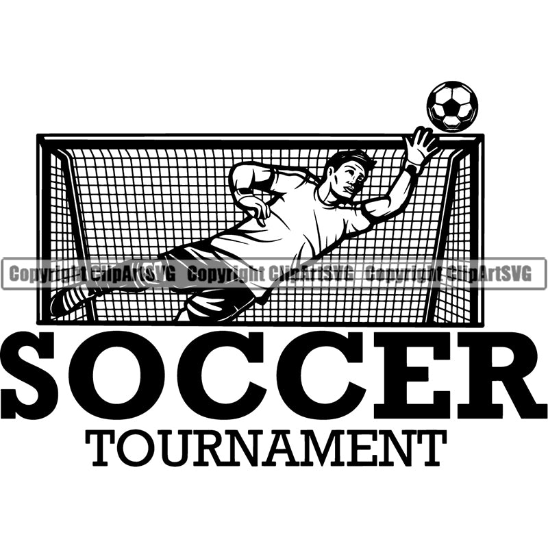 Sports Soccer Tournament Player Goalie Net Ball Logo ClipArt SVG
