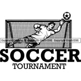 Sports Soccer Tournament Player Goalie Net Ball Logo ClipArt SVG