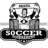 Sports Soccer Tournament Stars Brazil Man Net Logo ClipArt SVG