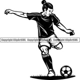Sports Soccer Player Spike Ball Logo ClipArt SVG
