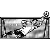 Sports Soccer Player Goalie Net Ball Logo ClipArt SVG