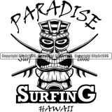 Sports Surfing Hawaii Surf Paradise Logo ClipArt SVG