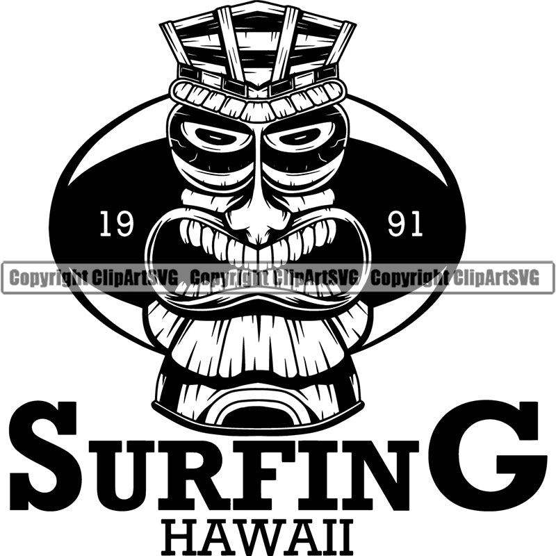 Sports Surfing Hawaii Surf Paradise Logo 1991 ClipArt SVG