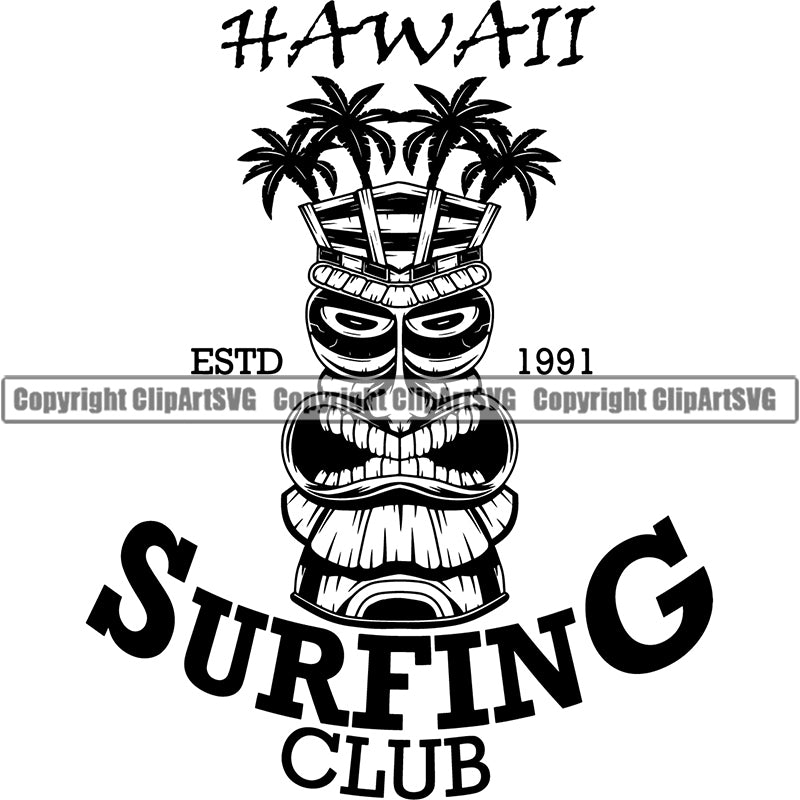 Sports Surfing Club Hawaii Surf Paradise Logo 1991 ClipArt SVG