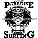 Sports Surfing Hawaii Surf Paradise Palm Three Logo ClipArt SVG