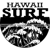 Sports Surfing Hawaii Surf Waves Logo ClipArt SVG