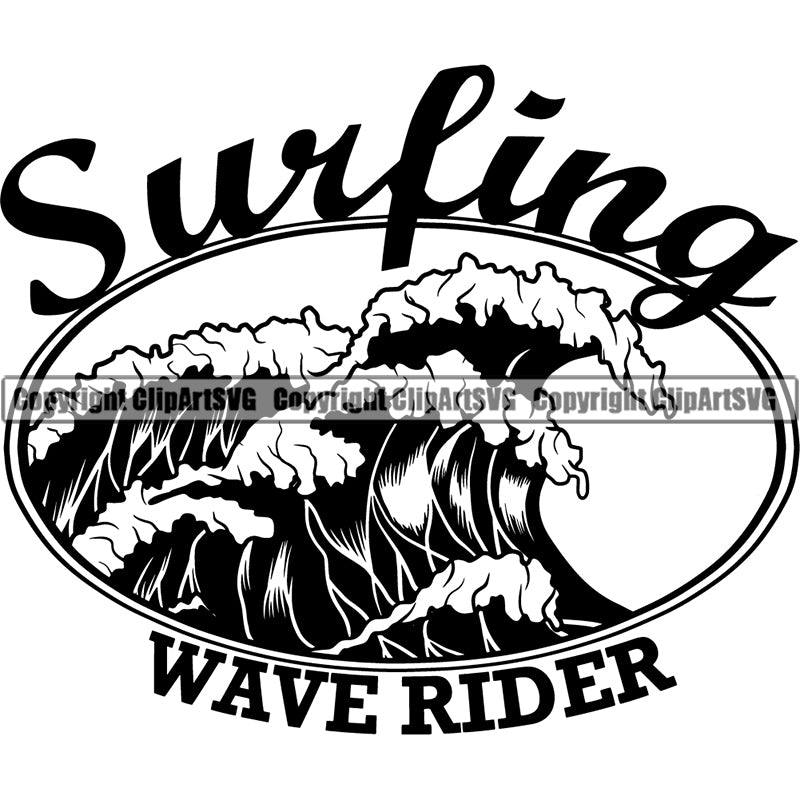 Sports Surfing Hawaii Surf Waves Rider Logo ClipArt SVG