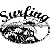 Sports Surfing Hawaii Surf Waves Rider Logo ClipArt SVG