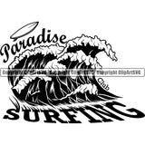 Sports Surfing Paradise Surf Waves Logo ClipArt SVG