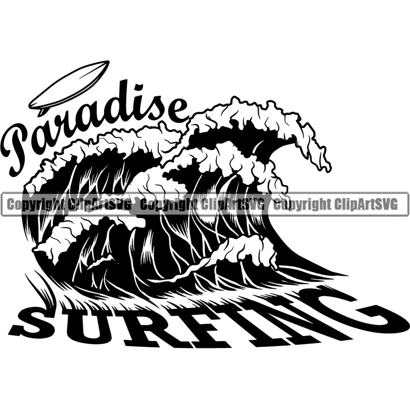 Sports Surfing Paradise Surf Waves Logo ClipArt SVG