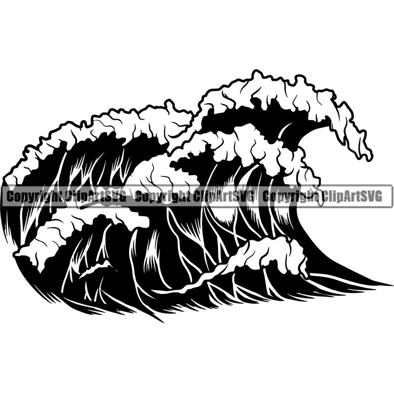 Sports Surfing Hawaii Surf Waves Logo ClipArt SVG