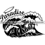 Sports Surfing Paradise Hawaii Surf Waves Logo ClipArt SVG