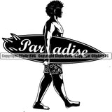Sports Surfing Surf Surfer Man Short Pants Paradise ClipArt SVG
