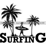 Sports Surfing Surf Logo Man Palm Three ClipArt SVG